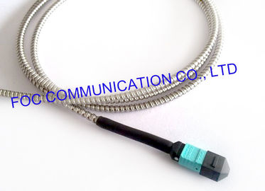 MPO Armored Multimode Fiber Optic Cable Cord OM3 MM 50/125um 12 Core