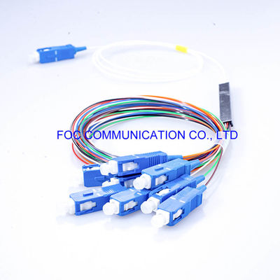 1×8 0.9mm Tube PLC Optical Splitter SC UPC Connectors G.657A For FTTX