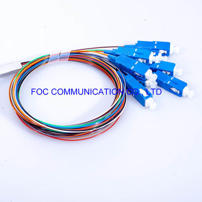 1×8 0.9mm Tube PLC Optical Splitter SC UPC Connectors G.657A For FTTX