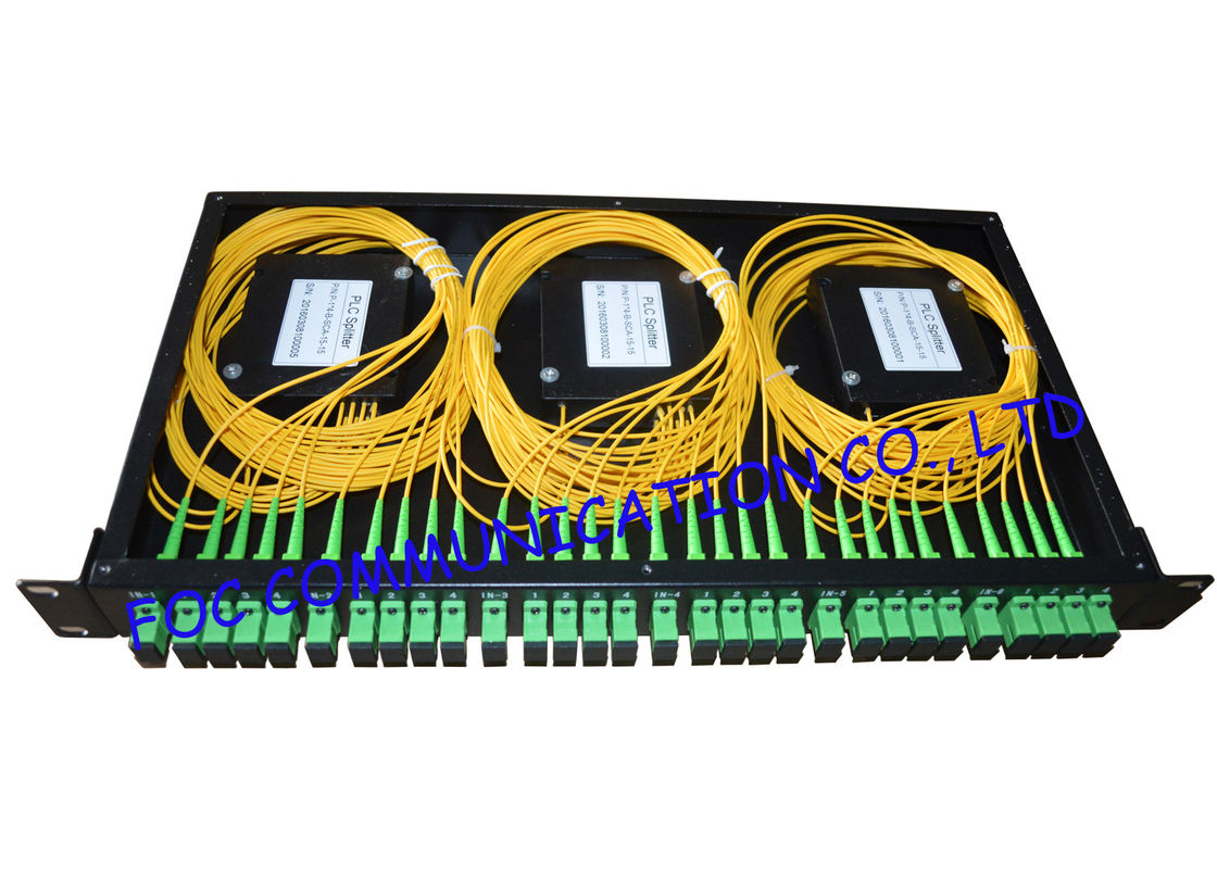 Rack Mount Fiber PLC Splitter Patch Panel SC / APC With 6pcs of 1 * 4 Splitter