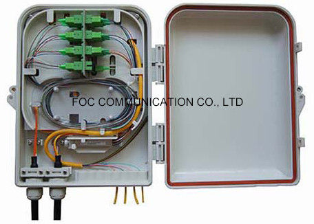 Wall / Pole Mount Fiber Optic Termination Box 16 Core With PLC Splitter Steel Tube