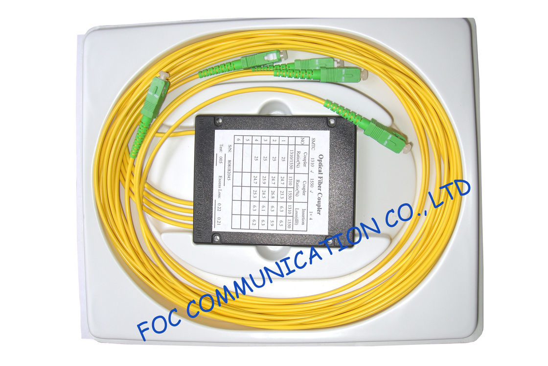 ABS Module Optical Fiber PLC Splitter 1 * 4 for Passive Optical Networks