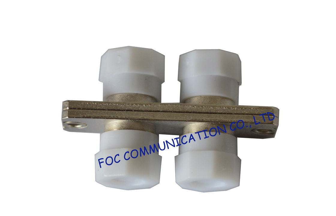 FC Duplex Fiber Optic Adapter with White Cap Low Insertion Loss For Telecom