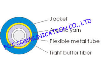 Single Mode Simplex 2.0mm Optical Fiber Cable , Ftth / Lan outdoor Armored Fiber Optic Cable