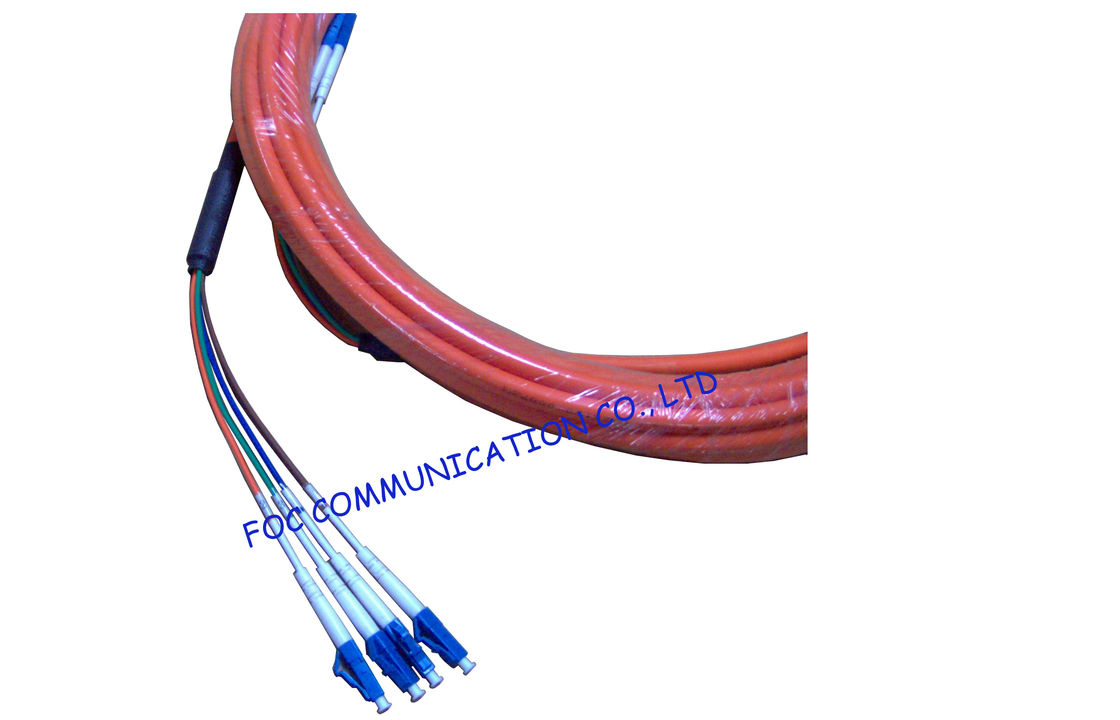 OM1 OM2 LC pigtail fiber optic 4 Core , OEM Breakout Pigtail Multi mode