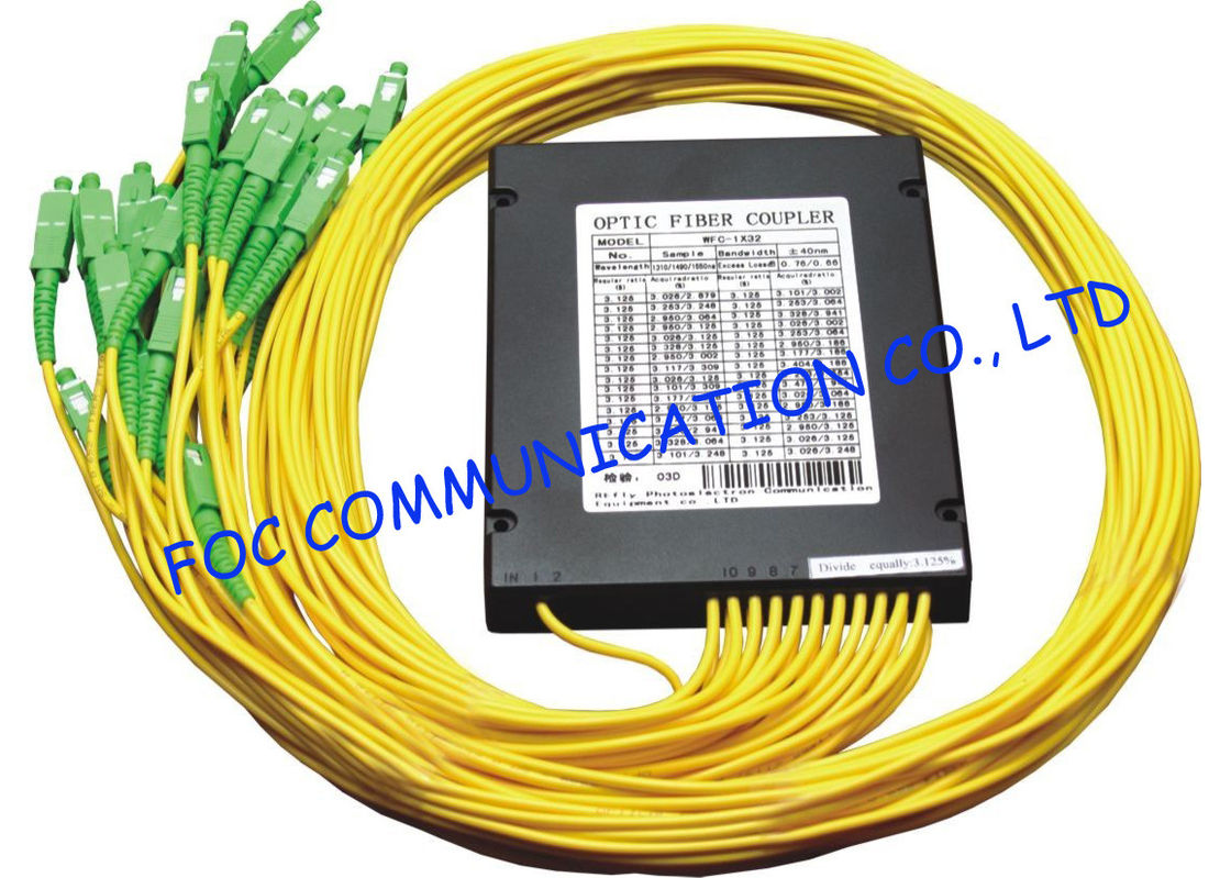 Telecom Networks Fiber PLC Splitter with SC / APC Connector ABS Module